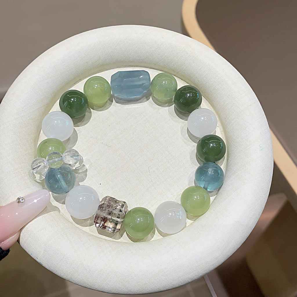 Natural Crystal Bead Bracelet Original Design White Phantom Crystal Matching Xiuyu Natural Crystal Bracelet