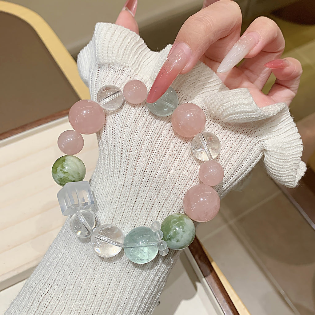 Natural Crystal Bracelet diy Rose Quartz Multi-Gemstone Crystal Bracelet Natural Crystal Bracelet Jewelry Rose Quartz Bracelet