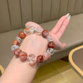Natural Red Gum Flower Bracelet Paired with White Crystal Tight High-end Fashion Jewelry Chain Red Gum Flower Crystal Bracelet