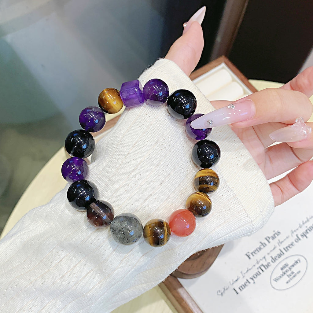 New Chinese Style Yellow Tiger Eye Beaded Bracelet Women's Light Luxury High-End Multi-Gemstone Crystal Bracelet Hot-selling Bracelet Wholesale