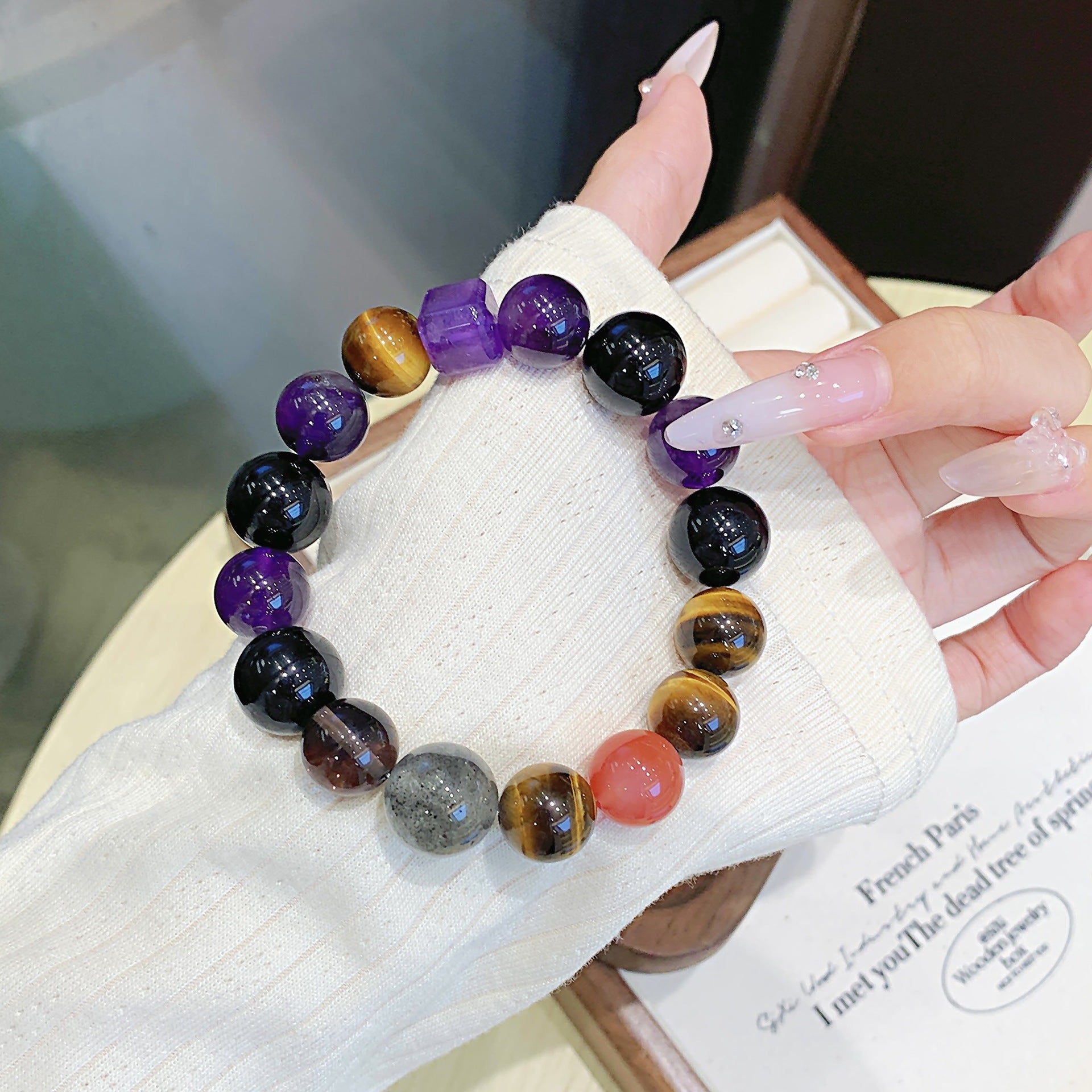 New Chinese Style Yellow Tiger Eye Beaded Bracelet Women's Light Luxury High-End Multi-Gemstone Crystal Bracelet Hot-selling Bracelet Wholesale