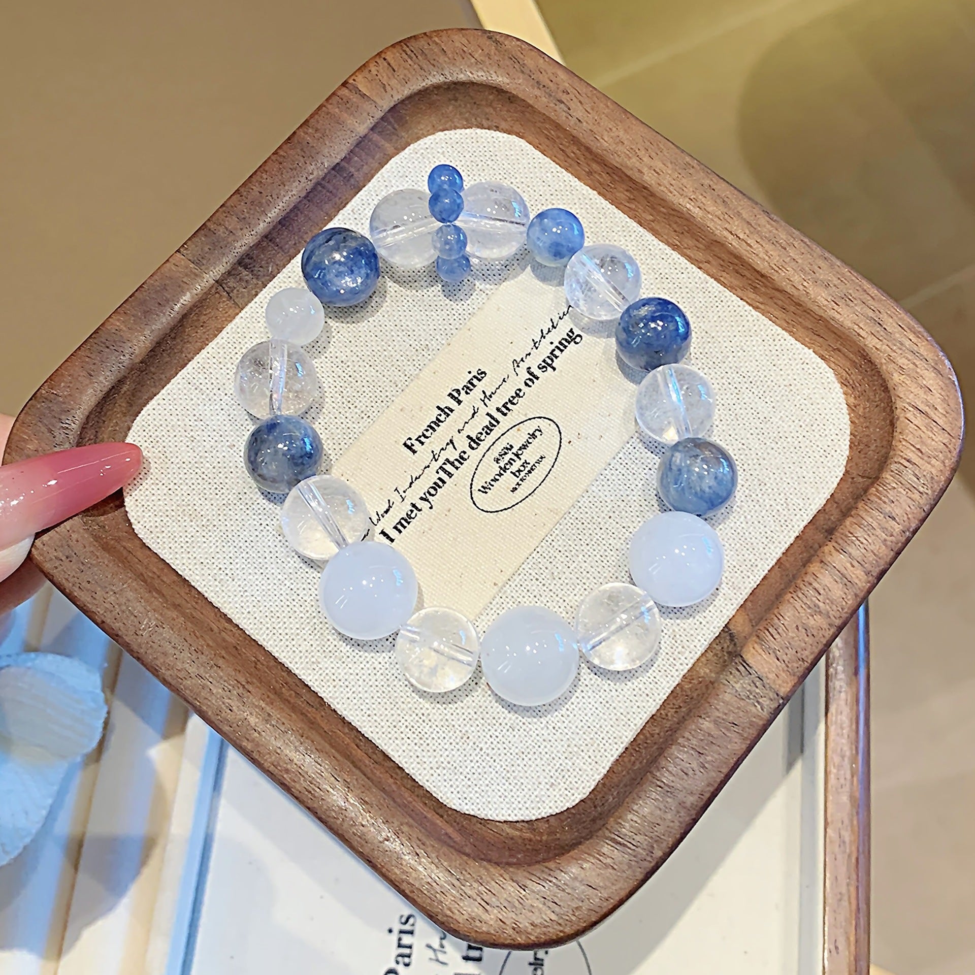 Natural blue-green fluorite crystal bracelet Natural Crystal Strand Original Design Bracelet diy Jewelry Factory Wholesale