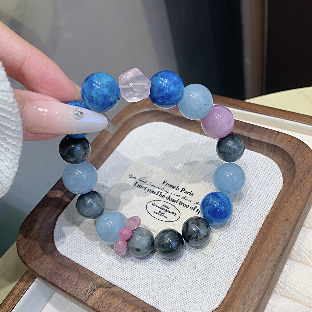 Aquamarine Crystal Bracelet diy Prosperous Career Amulet Natural Crystal Bracelet Light Luxury Multi-Gemstone Crystal Bracelet
