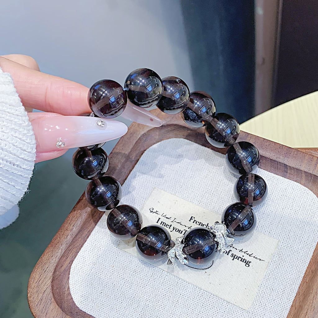 Natural Tea Obsidian Fashion Bracelet Versatile Light Luxury High-End Jewelry Hand Accessories Hot-selling Natural Crystal Bracelet
