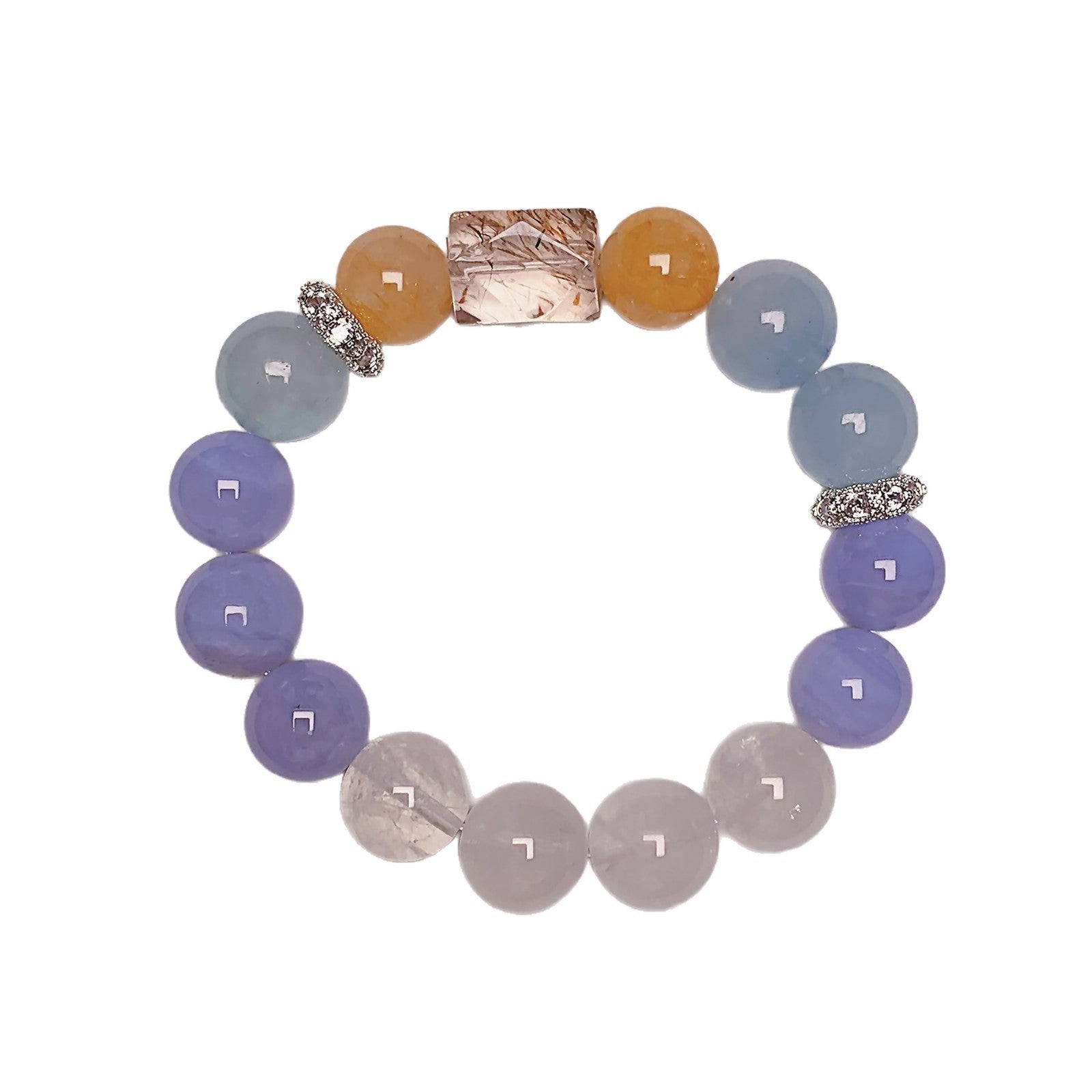 Duobao Natural Crystal Bracelet Female High-End Sweet Gentle Yellow Gum Flower Whitening and Clear Blue Vein Agate Bracelet