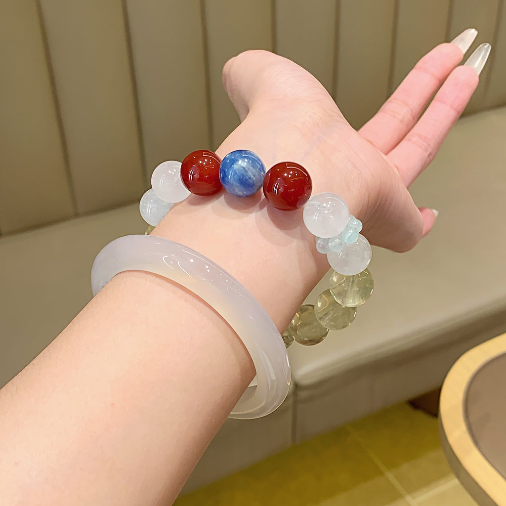 Original Multi-Treasure Natural Lemon Quartz Hand Jewelry String High-end Cool Feeling White Moonlight Bracelet Lemon Quartz Crystal Bracelet