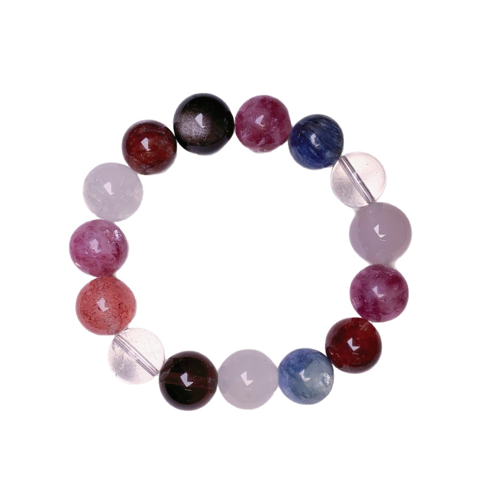 Natural Multi-colored Rainbow Bracelet Macaron Large Round Beads Single Ring Bracelet Winter DIY Designer Bracelet