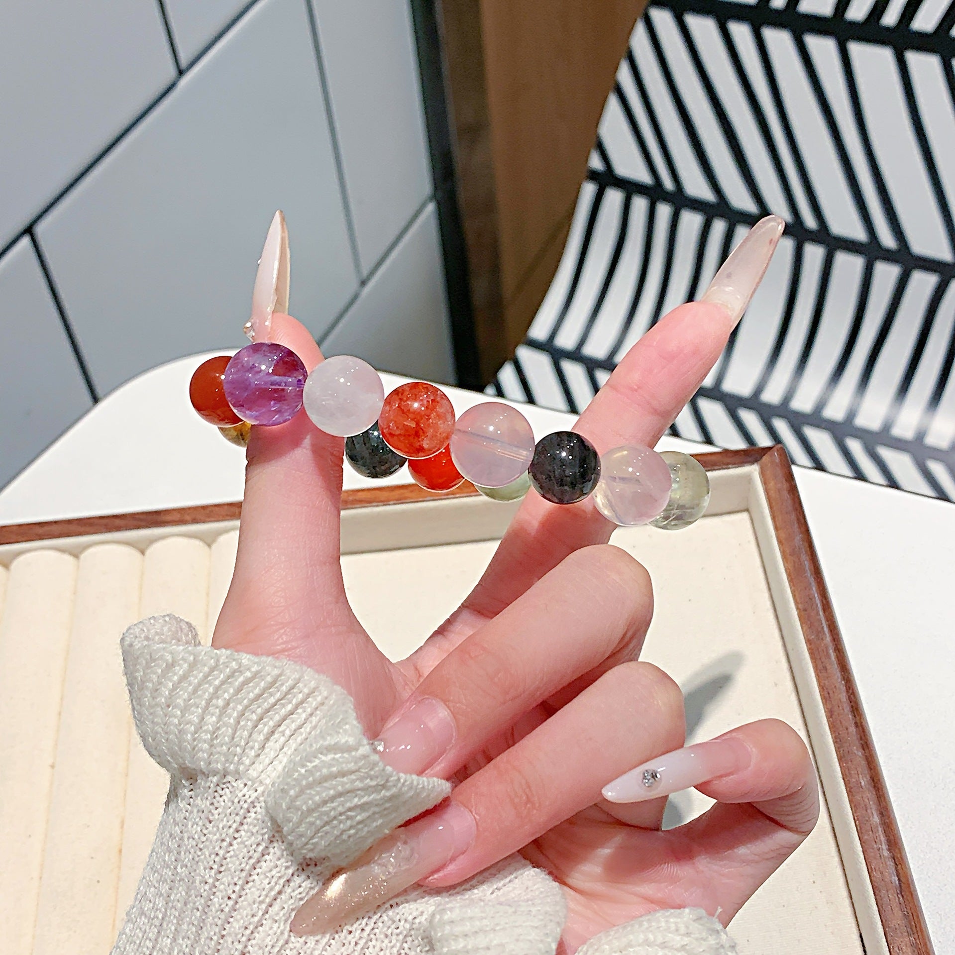 Natural Rose Quartz Crystal Bracelet Natural Crystal Bracelet Hot-Selling Jewelry Wholesale Original Design High-End Bracelet