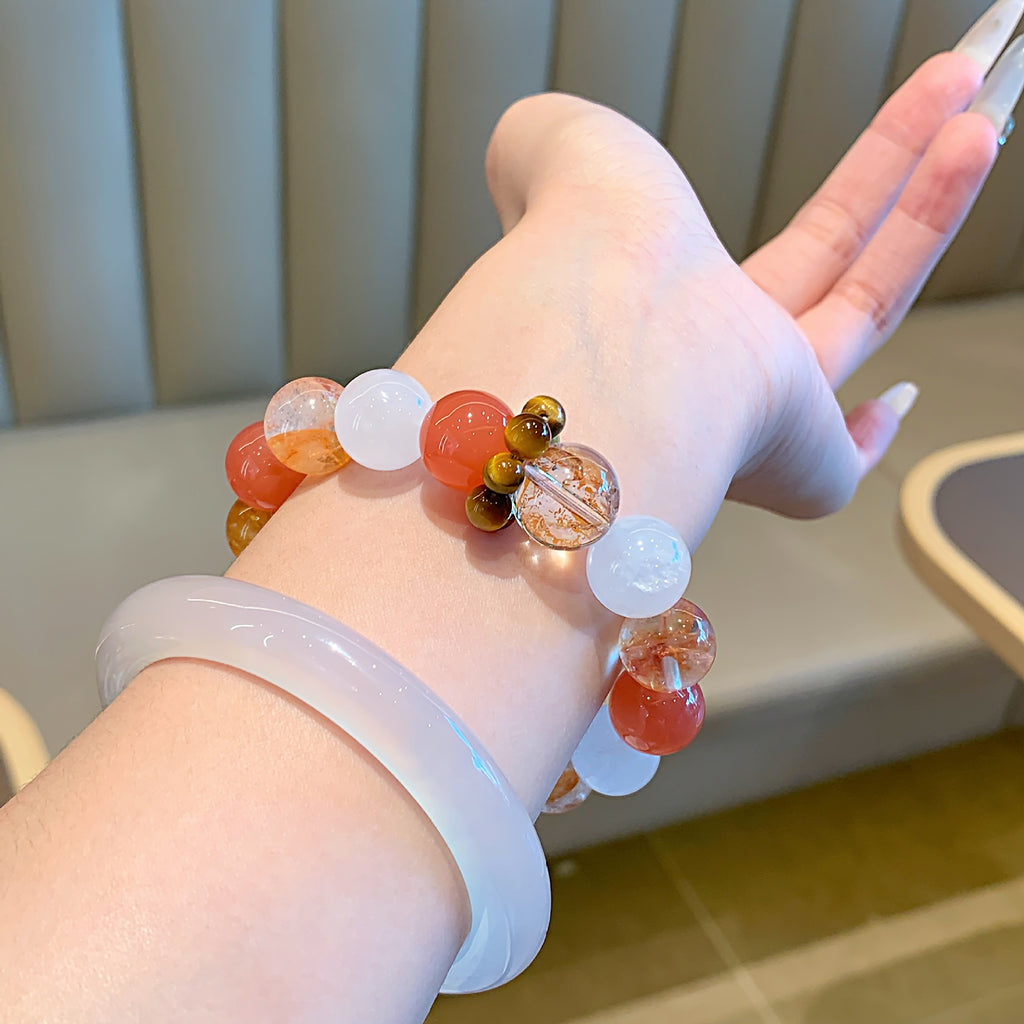 Natural Treasures diy Bracelet Paired with a variety of natural crystals Fashion Niche Hand Jewelry Chain Yellow Gum Flower Bracelet