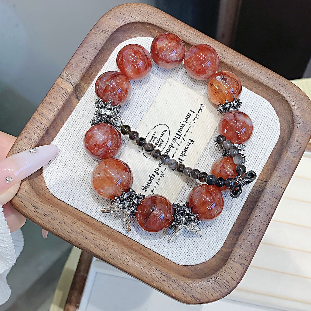 Natural Red Gum Flower Crystal Bracelet Butterfly Accessories Natural Crystal Hot-Selling Bracelet Jewelry Crystal Bracelet Jewelry