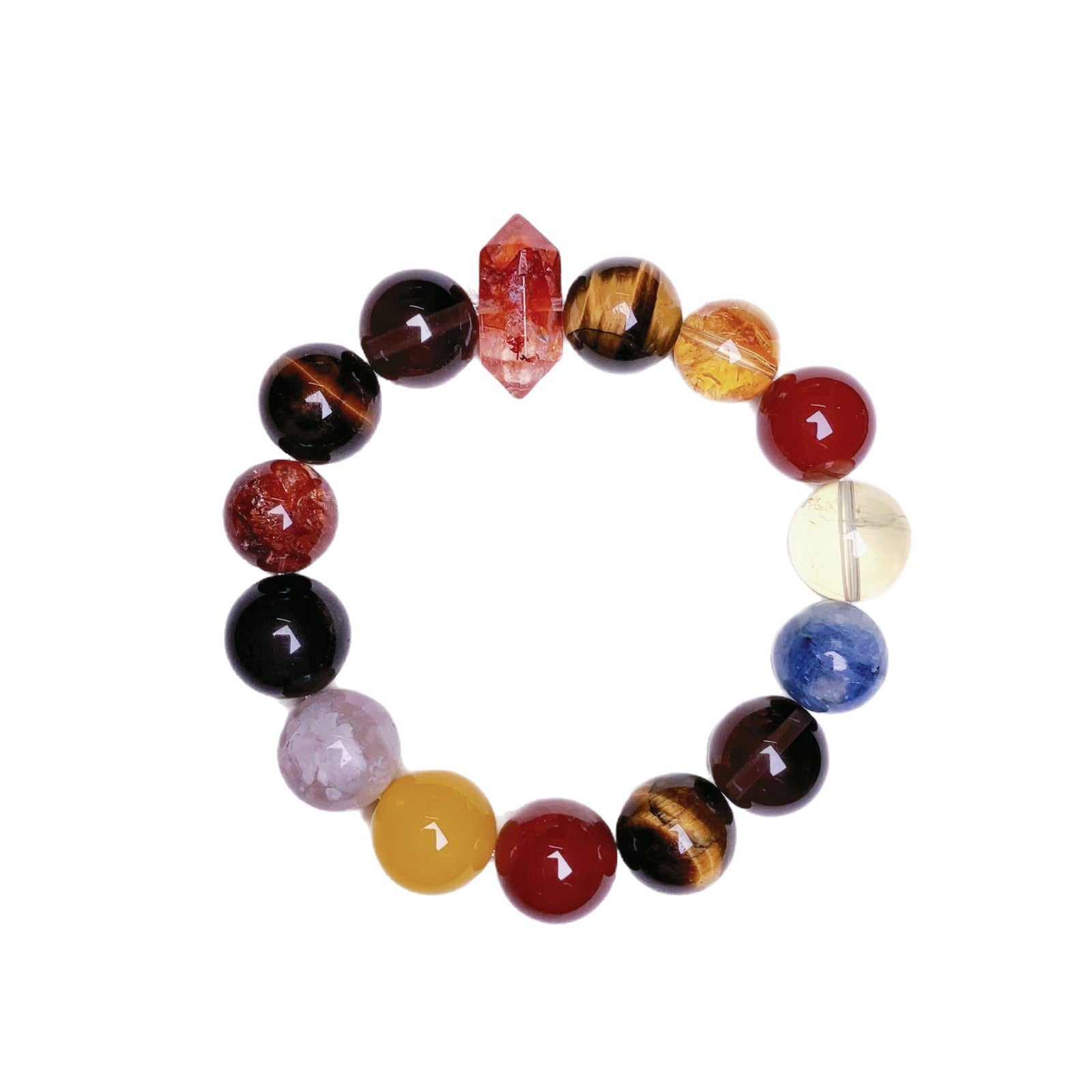 Five Elements Crystal Bracelet Natural Crystal Multi-Gemstone Bracelet Original Design Tiger Eye Lacquer Intangible Cultural Heritage Crystal Bracelet