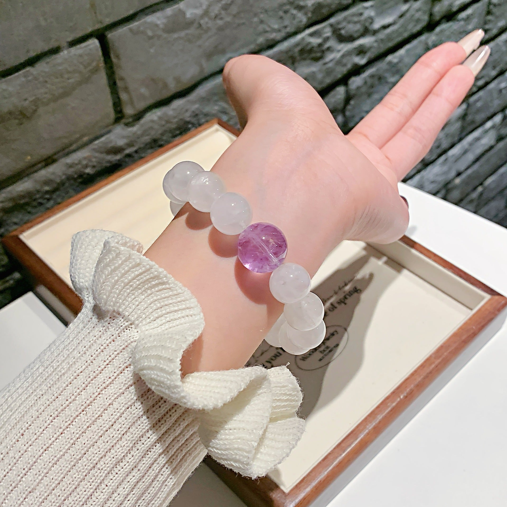 Natural Crystal Bracelet Hot-Selling Jewelry Handmade Beaded Bracelet diy Original Design Bracelet White Ghost Bracelet