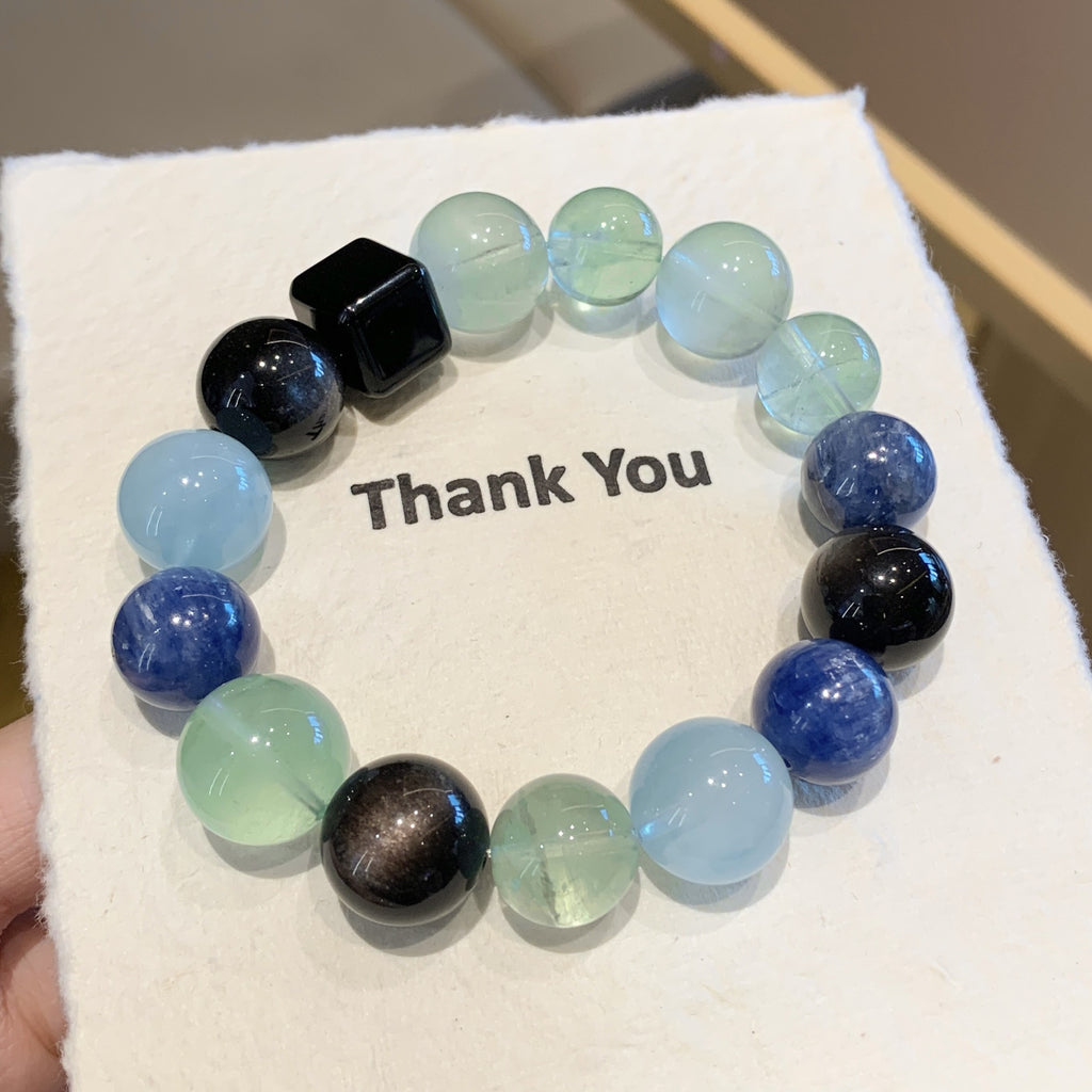 2025Five Elements Energy Bracelet Natural Five Elements Crystal Bracelet Obsidian Original Design Green Fluorite Crystal Bracelet