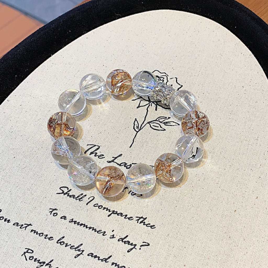 Original Design Natural Crystal Bracelet Cross-border Hot-Selling Hand Jewelry with White Crystal Gold Foil Explosive Crystal Bracelet