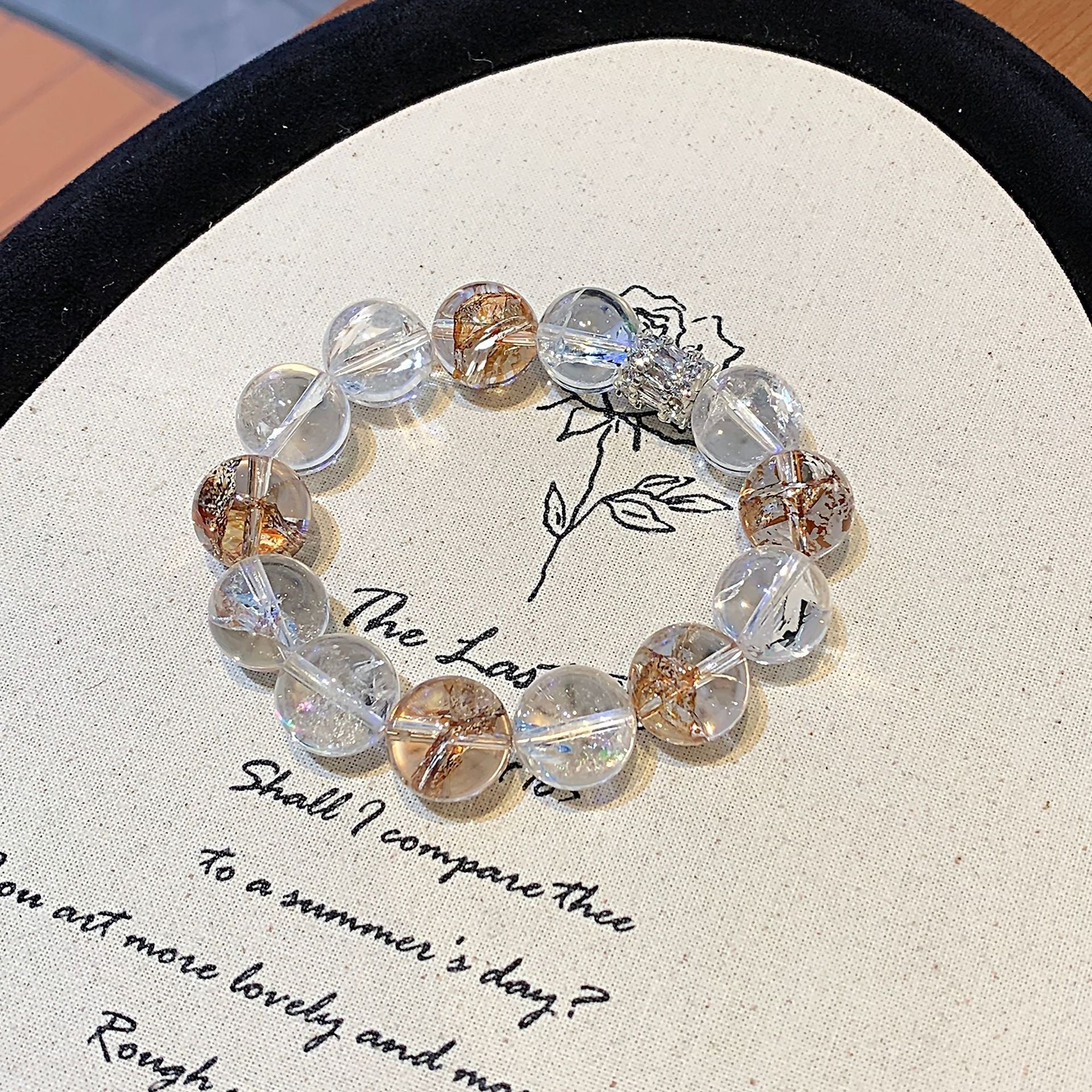 Original Design Natural Crystal Bracelet Cross-border Hot-Selling Hand Jewelry with White Crystal Gold Foil Explosive Crystal Bracelet