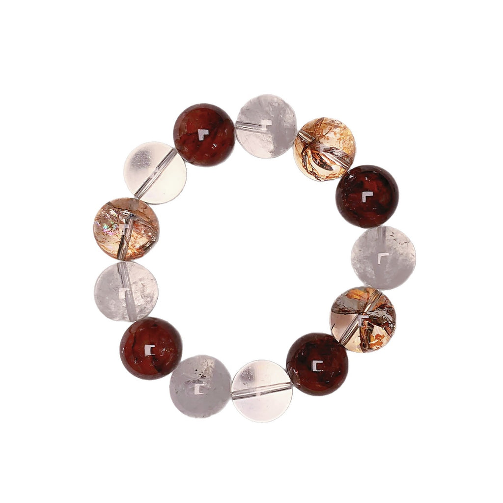 Natural Crystal Bracelet Red Gum Flower Matching White Ghost Bracelet Popular Jewelry Bracelet Red Gum Flower Crystal Bracelet