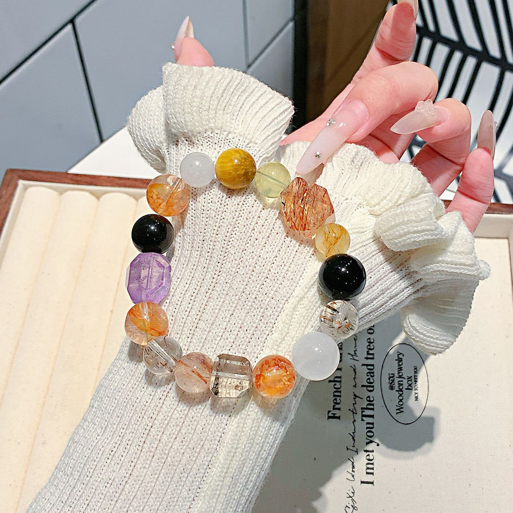 Natural Black Gold Super Seven Lucky Multi-Treasure Bracelet Natural Crystal Popular Bracelet Jewelry Ketang Crystal Jewelry Factory