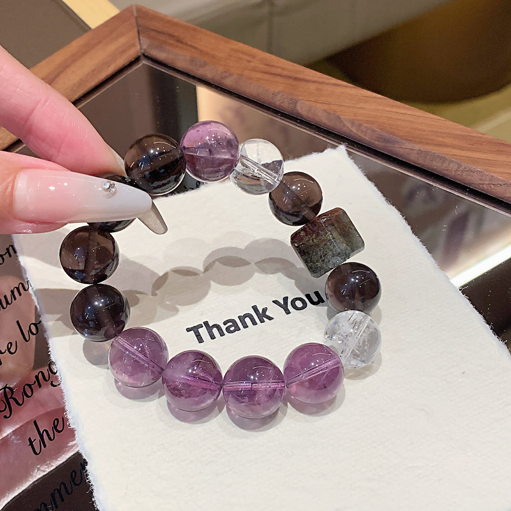 Nine Purple Fire Bracelet Amethyst Purple Phantom Design Natural Gemstone DIY Bracelet Amethyst Multi-Gemstone Bracelet