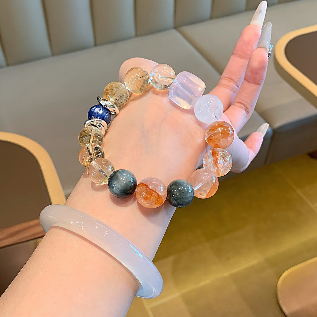 Dopamine Candy Color Duobao Crystal Bracelet Original Design Red Gum Flower Hand Jewelry String Natural Crystal Hand