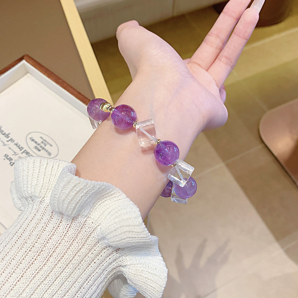 Natural Crystal Bracelet Jewelry Original diy Niche High-End Bracelet diy Natural Amethyst Bracelet