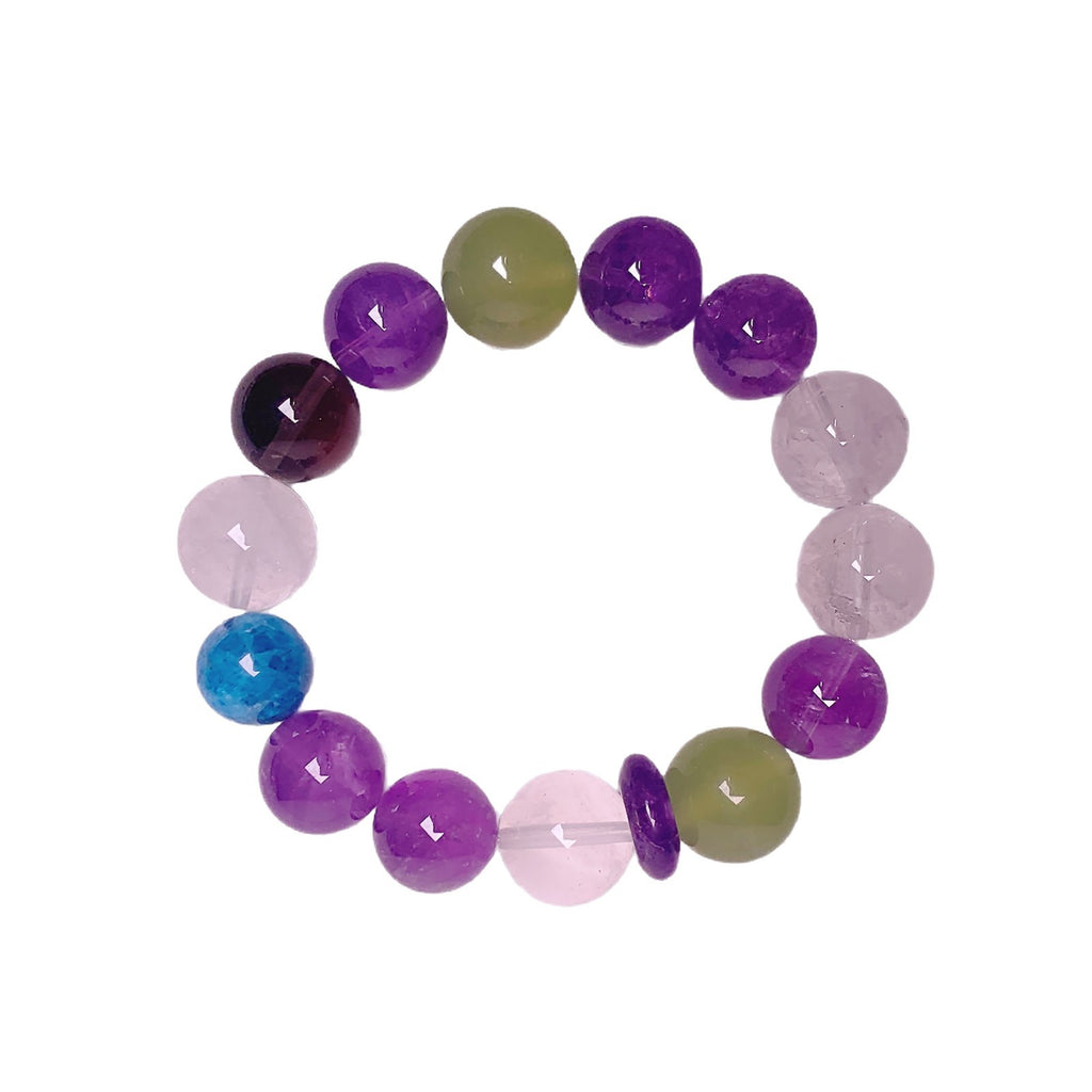 Xiaohongshu Same Style Natural Multi-Gem Amethyst White Phantom Bracelet Snowflake Ghost Bracelet Ornament Crystal Bracelet