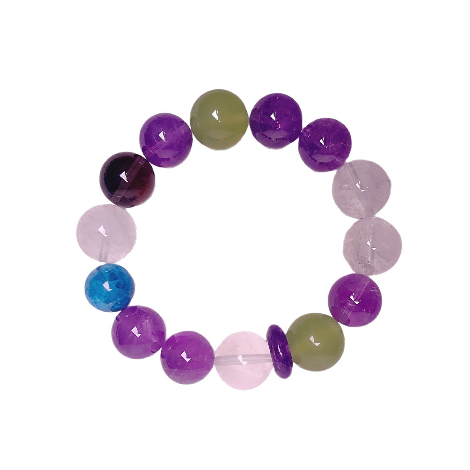 Xiaohongshu Same Style Natural Multi-Gem Amethyst White Phantom Bracelet Snowflake Ghost Bracelet Ornament Crystal Bracelet