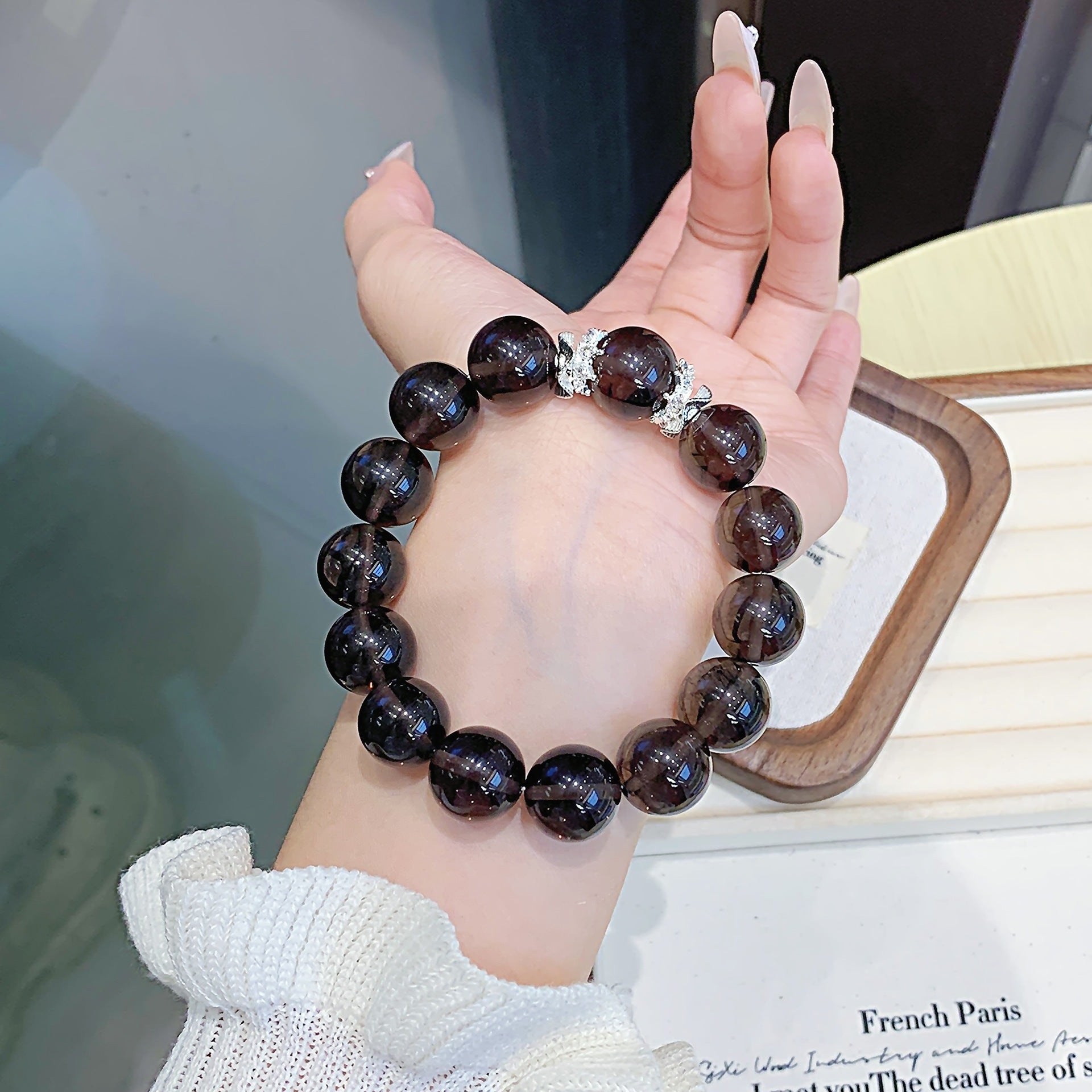 Natural Tea Obsidian Fashion Bracelet Versatile Light Luxury High-End Jewelry Hand Accessories Hot-selling Natural Crystal Bracelet