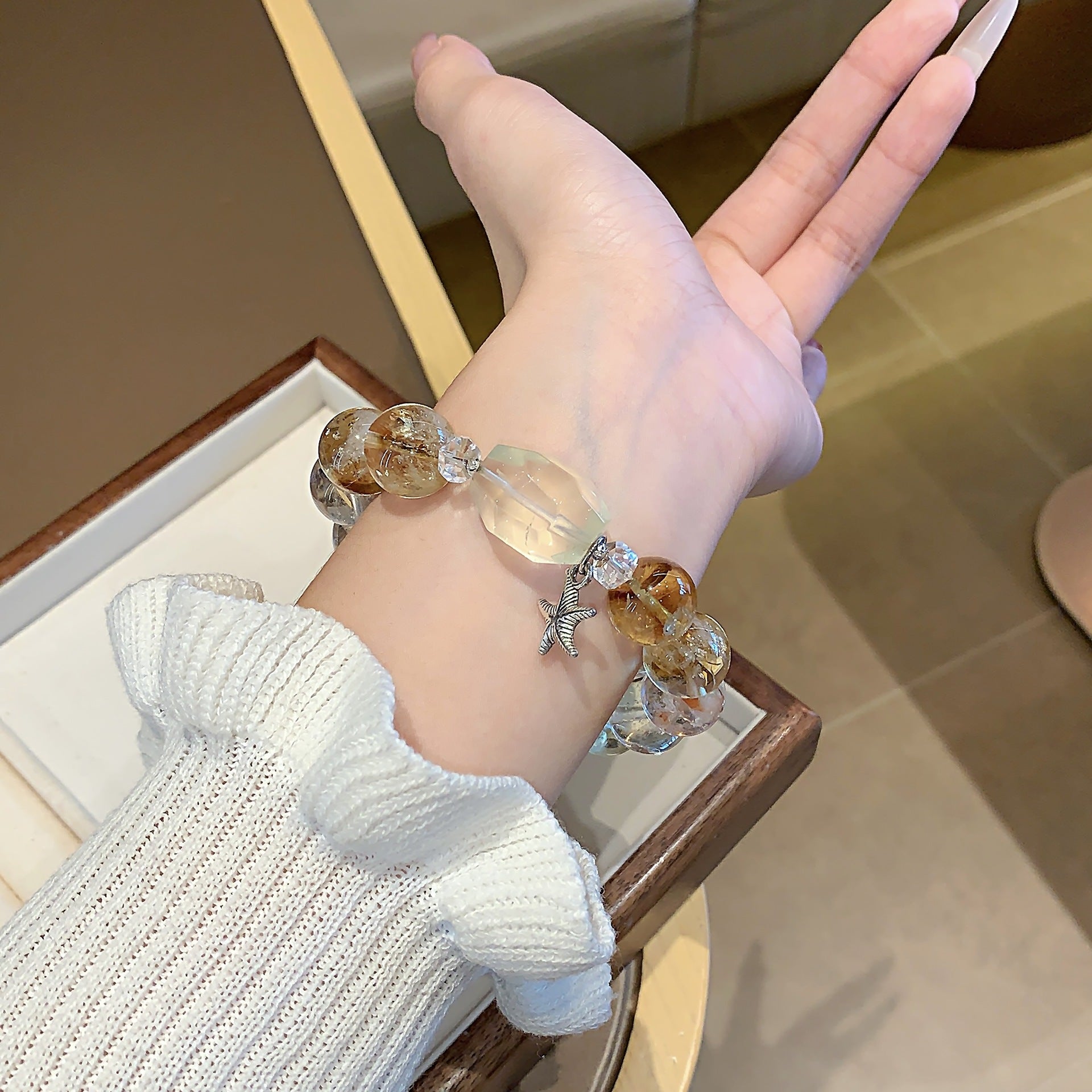 Natural Yellow Pagoda Crystal Multi-Gem Bracelet Fortune Design Jewelry Crystal Bracelet Hot-Selling Hand Jewelry diy Crystal Beads