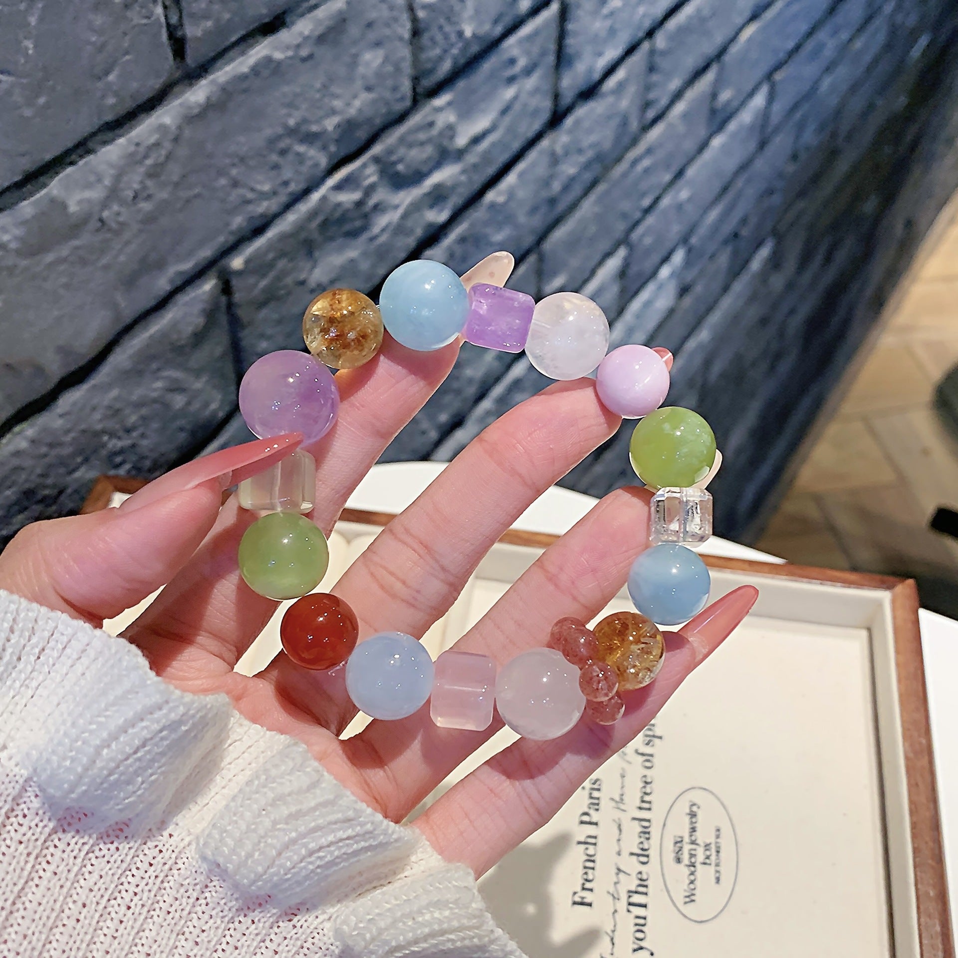 Original Natural Dopamine Crystal Multi-Gemstone Bracelet Light Luxury All-Matching2025New Hand Jewelry Night Market Bracelet Wholesale