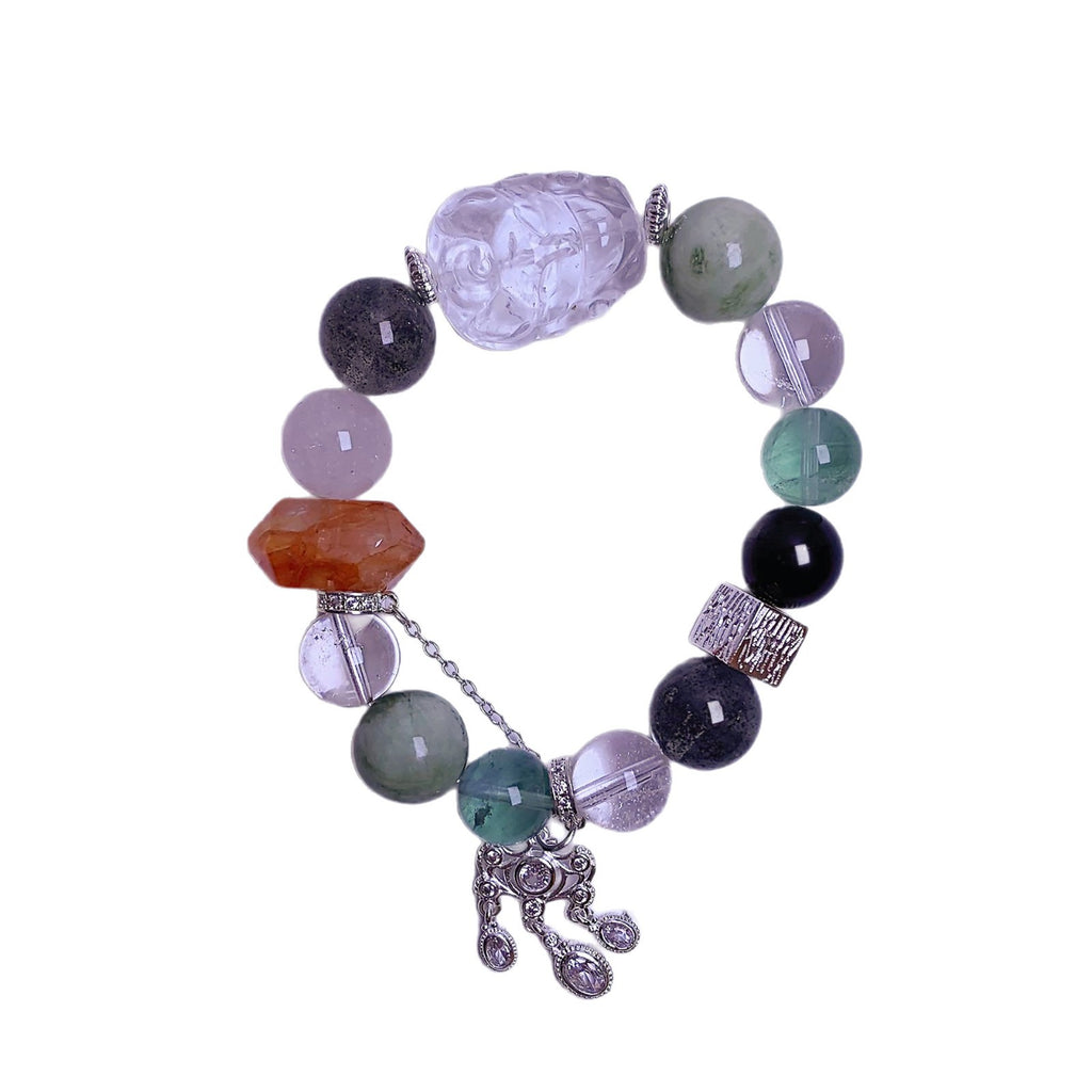 Natural Xiuyan Jade Green Grape Milk Cover White Crystal Bracelet Light Luxury High-End Niche Original Handmade Jewelry Jewelry Wholesale Factory