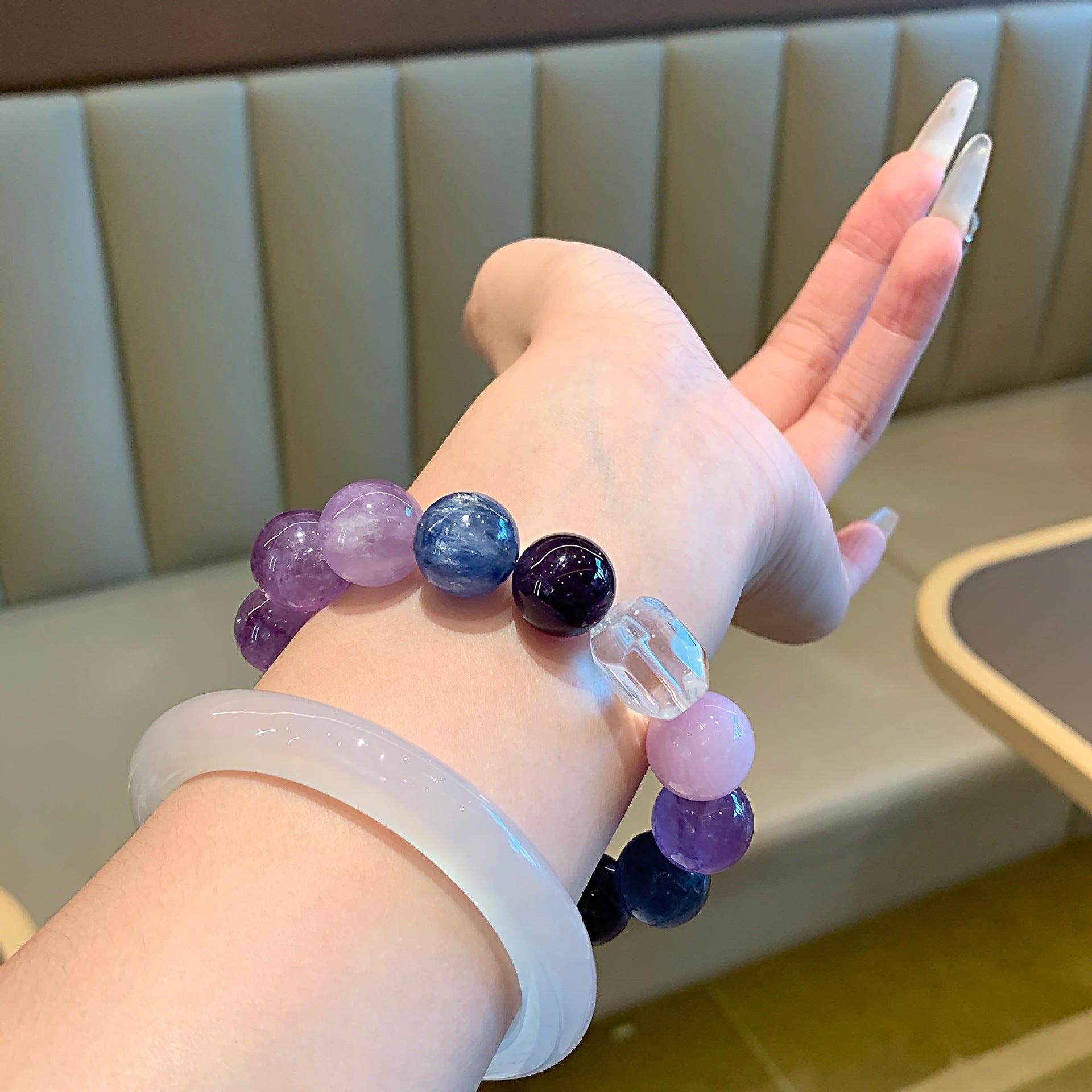 Kyanite Crystal Bracelet diy Paired with Purple Mica Natural Crystal Hand Jewelry String Hot Style Accessories Crystal Bracelet