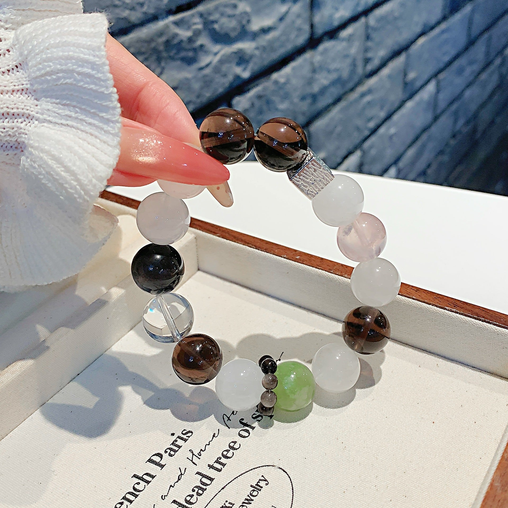 Natural White Phantom Quartz DIY Celebrity Style Bracelet Mixed Design of Treasures Xiaohongshu TikTok Crystal Beads