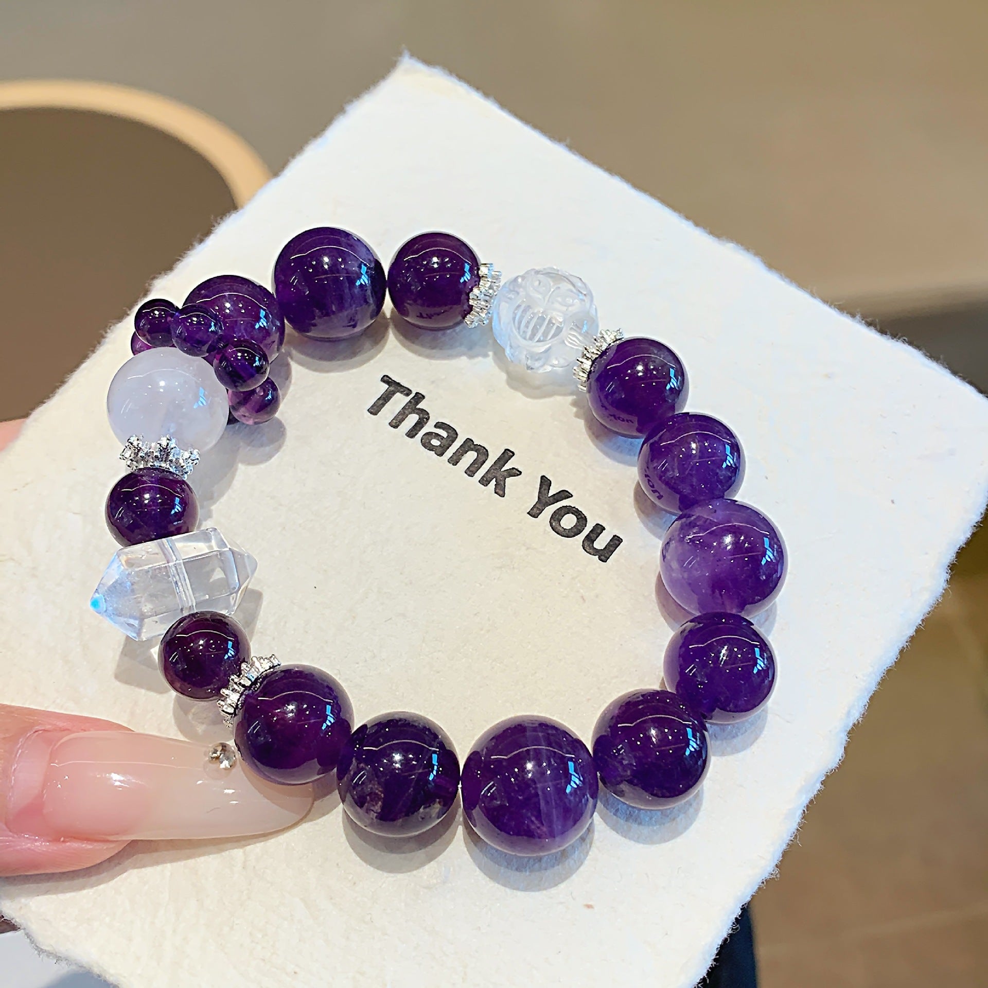 【Purple Starry Sky】Natural Amethyst Bracelet Purple Grape Women's Bracelet Single Circle Uruguay Amethyst Bracelet