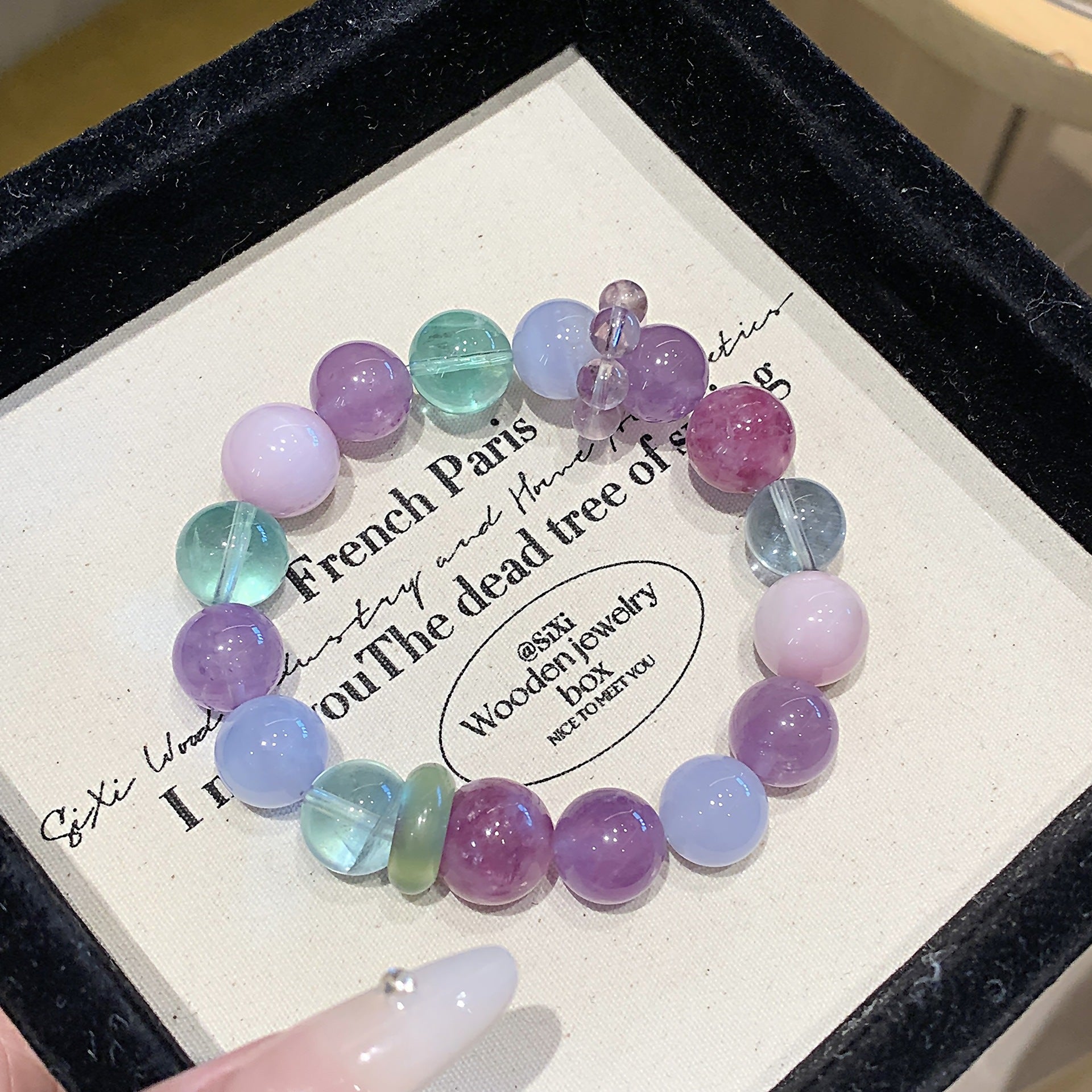 Macaron Crystal Round Bead Multi-Gem Bracelet Women's Hand Jewelry Accessories Fresh Bracelet Design Amethyst Bracelet