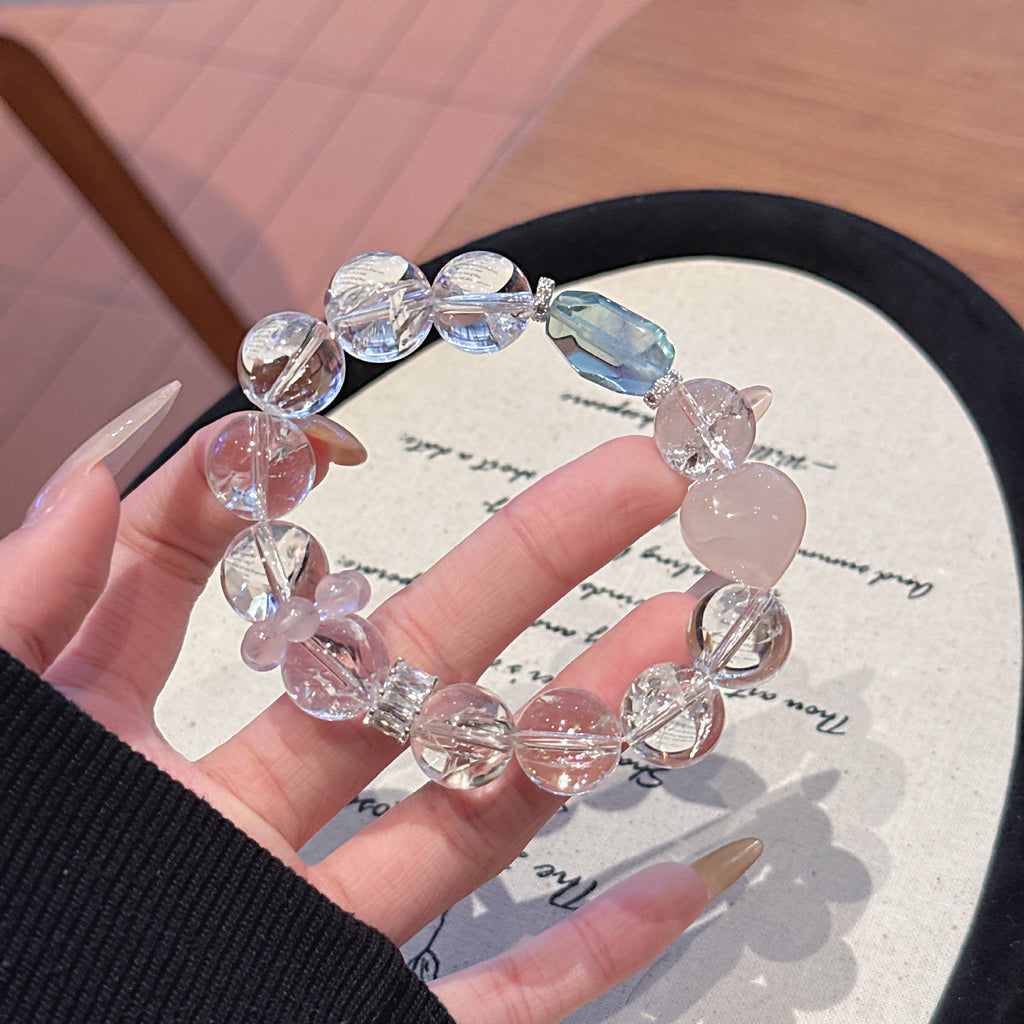 Original Design Natural White Assay Crystal White Crystal Bracelet Beaded Bracelet TikTok and Xiaohongshu Hot Item Crystal Bracelet