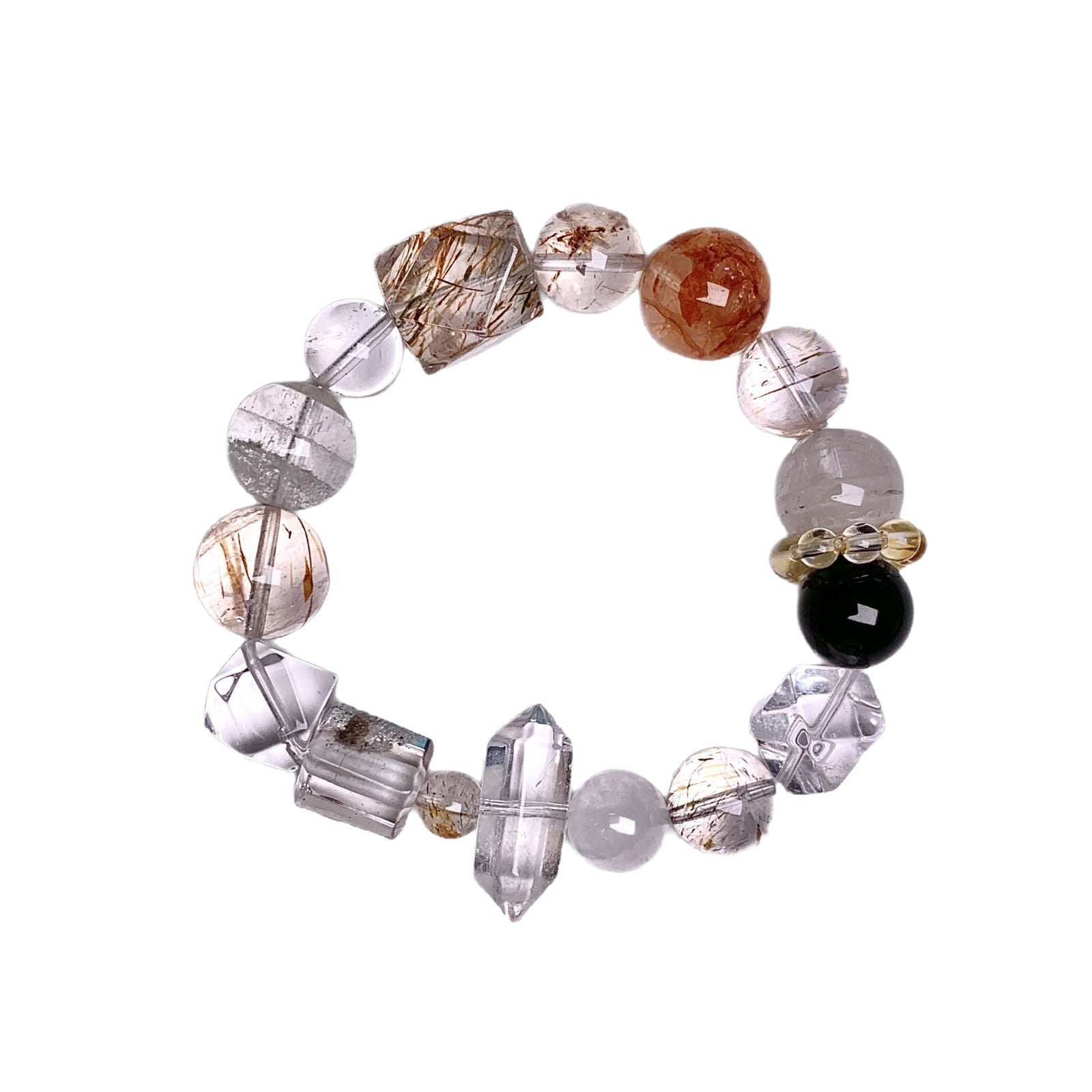 Natural Black Gold Super Seven Sugar Crystal Bracelet Fortune-Enhancing Hair Crystal Bracelet for Women with a Sense of Sophistication Crystal Hand Jewelry String