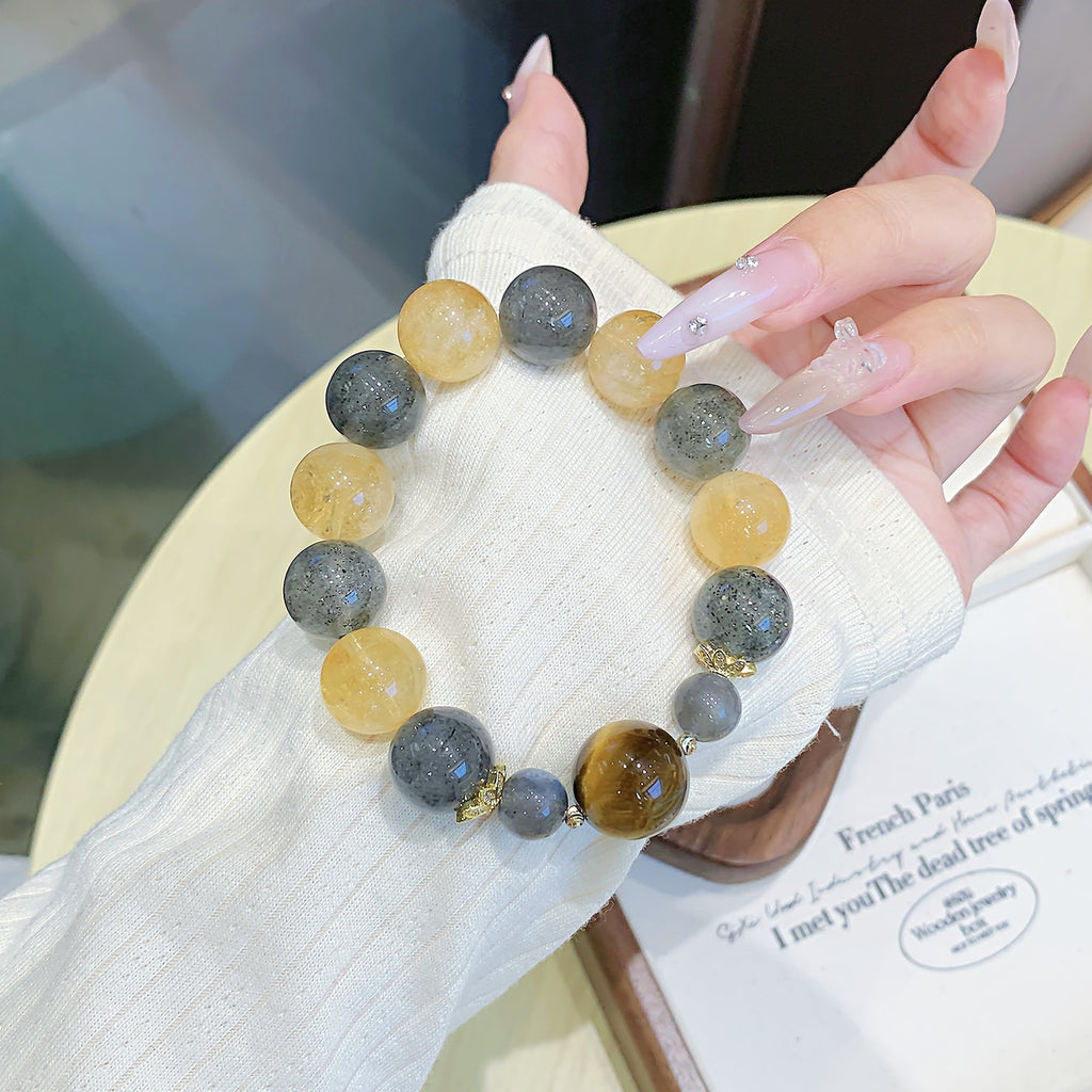 Natural Yellow Acai Crystal Bracelet Single Loop Handmade Jewelry Wholesale Lucky Bracelet