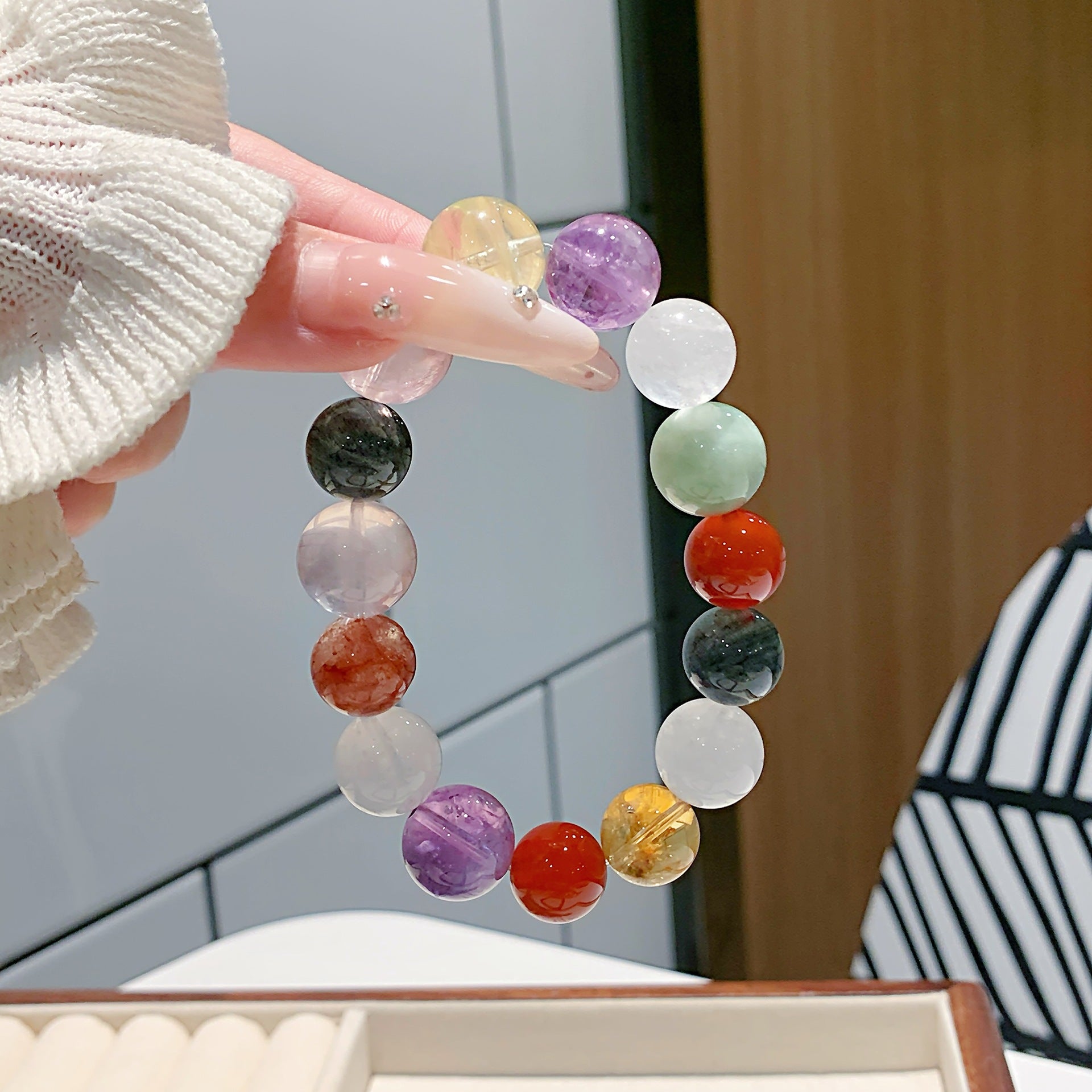 Natural Rose Quartz Crystal Bracelet Natural Crystal Bracelet Hot-Selling Jewelry Wholesale Original Design High-End Bracelet