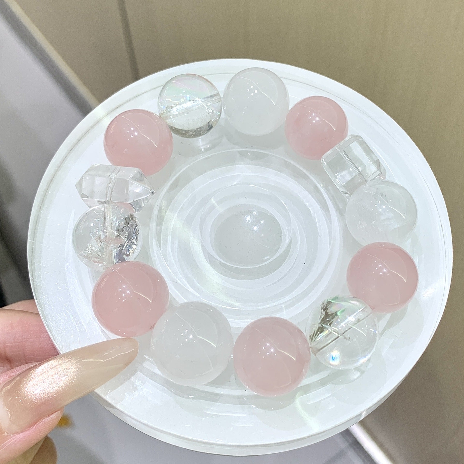 Highly Transparent Natural Rose Quartz Lucky Fortune Bracelet Fashion Versatile Bracelet Xiaohongshu Same Style Original Design Bracelet