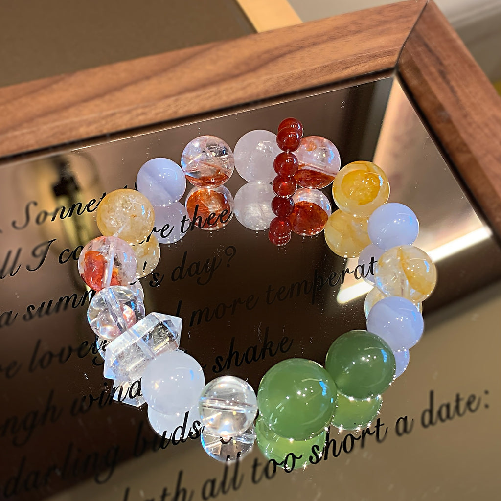 Natural Crystal Bracelet High-End Dopamine Color Series Fashionable Personality Multi-Gemstone Handmade Jewelry