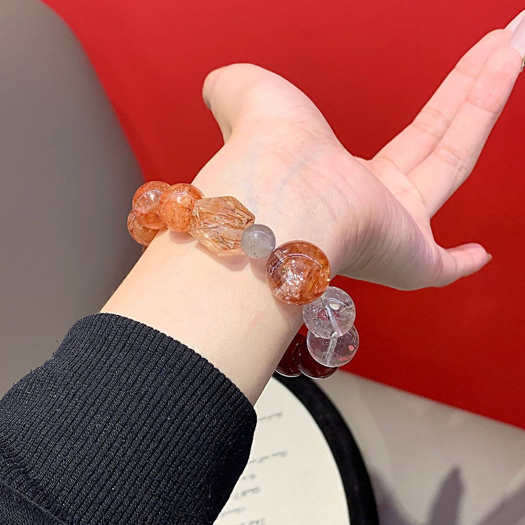 Red Gum Flower Natural Crystal Bracelet Autumn New Multi-Gemstone Crystal Bracelet Hot-Selling Hand Jewelry Crystal Bracelet