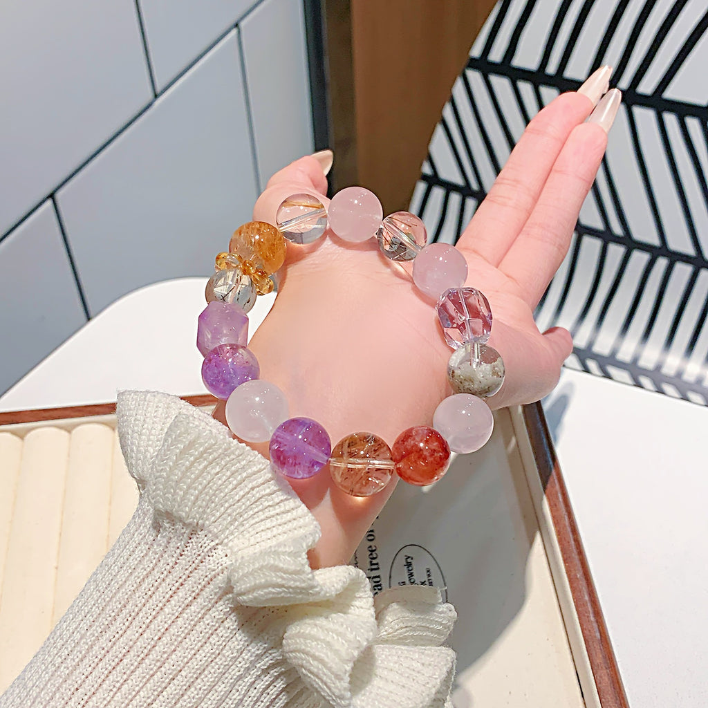 Cross-Border Hot-Selling Passepartout Amethyst Design Bracelet Natural Crystal Jewelry Bracelet Crystal String Wholesale