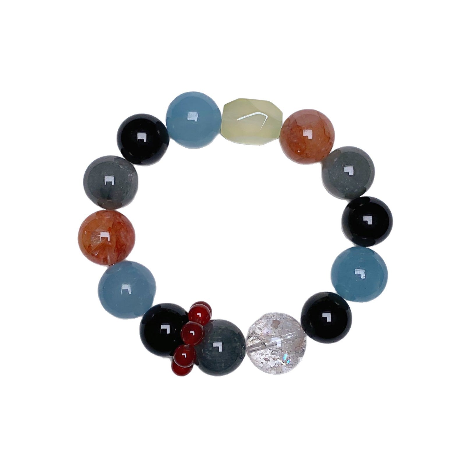 【Loulan】Natural Aquamarine Yellow Gum Flower Multi-Gem Bracelet Fashionable and Versatile Women's Jewelry Crystal Beads