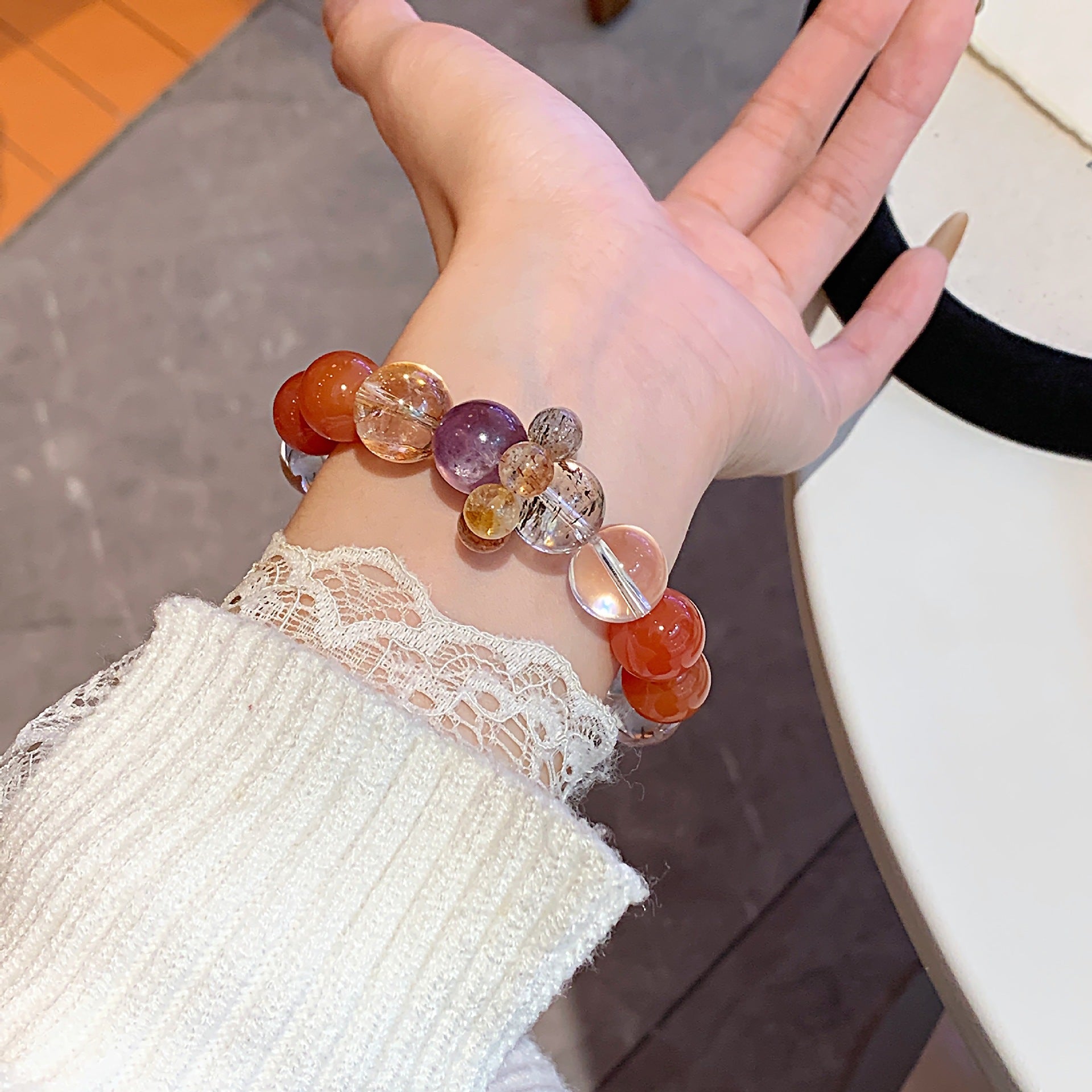 Natural Multi-Gemstone Crystal Bracelet Multi-Gemstone Crystal Bracelet Jewelry diy Original design new white crystal bracelet