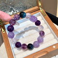Natural Crystal Bracelet Original Purple Water Uruguay Transparent Purple Jade Crystal Single Circle Bracelet Simple and Versatile Crystal Bracelet