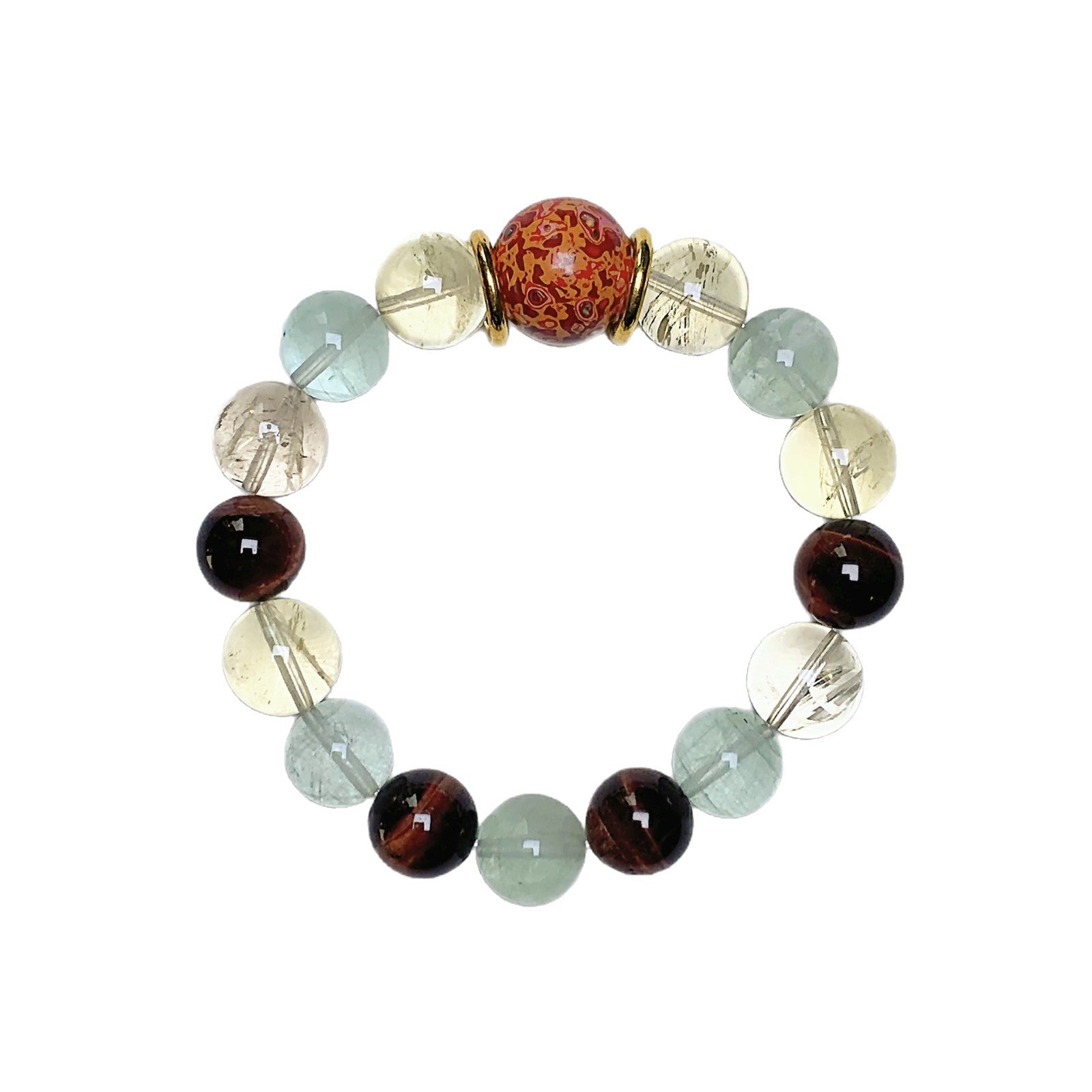 Natural Multi-Gemstone Crystal Bracelet Lemon Crystal Crystal Bracelet Original Niche Design Green Fluorite Bracelet Crystal
