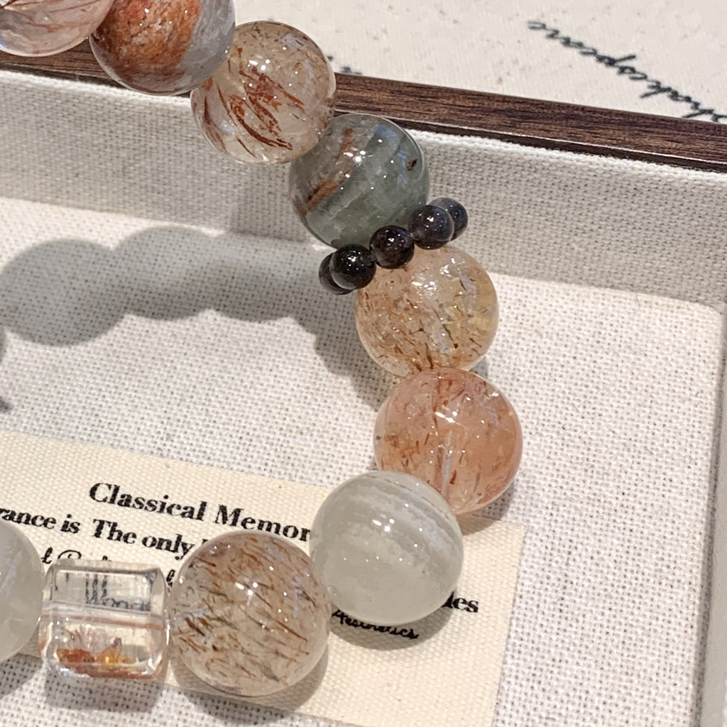 Natural Black Gold Super Seven Bracelet Beaded Jewelry Natural Crystal Bracelet Black Gold Super Seven Crystal Bracelet