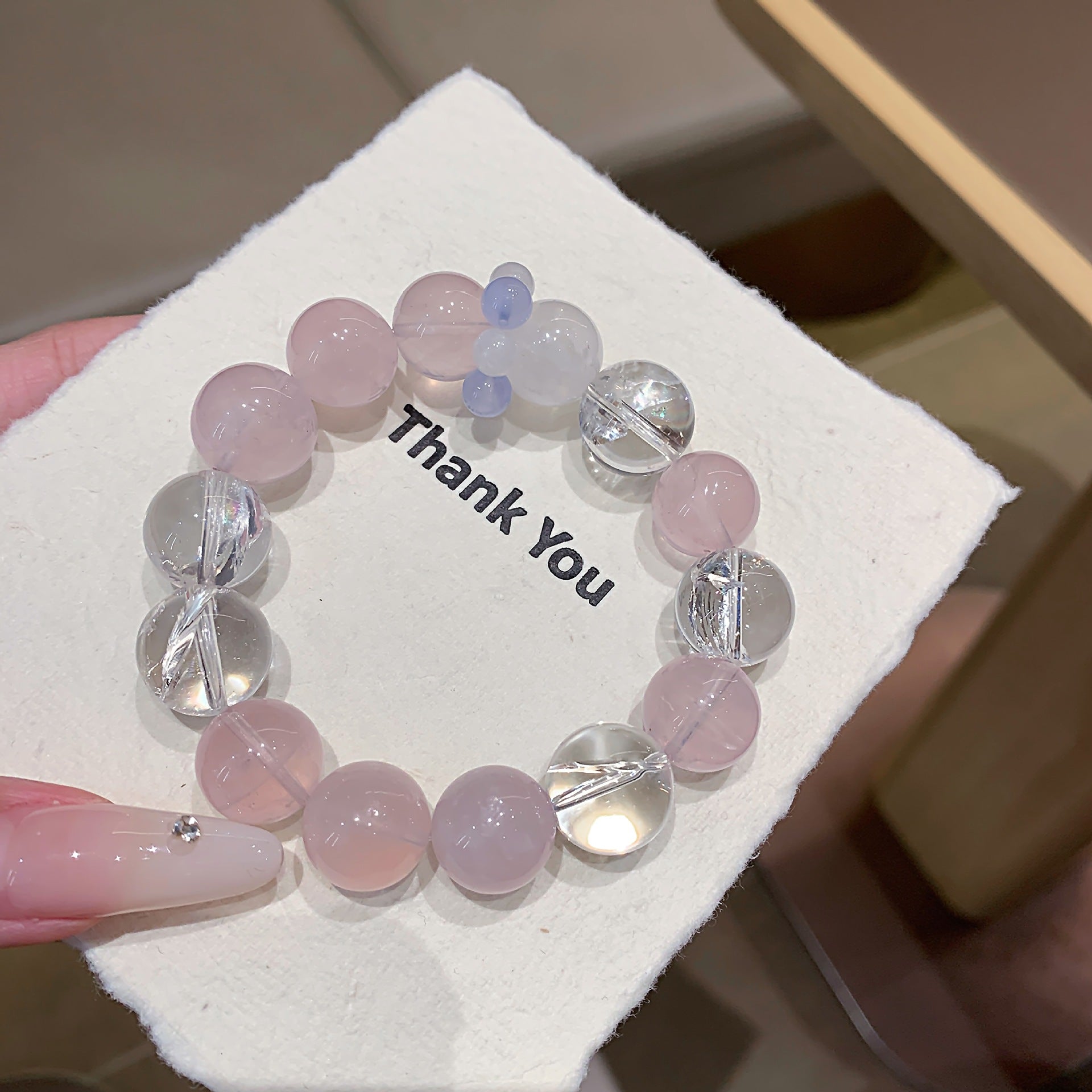 Natural Dopamine Rainbow Color Hand Jewelry String Original Design Cross-Border Hot-Selling Jewelry Chain Multi-Gemstone Pink Crystal Bracelet