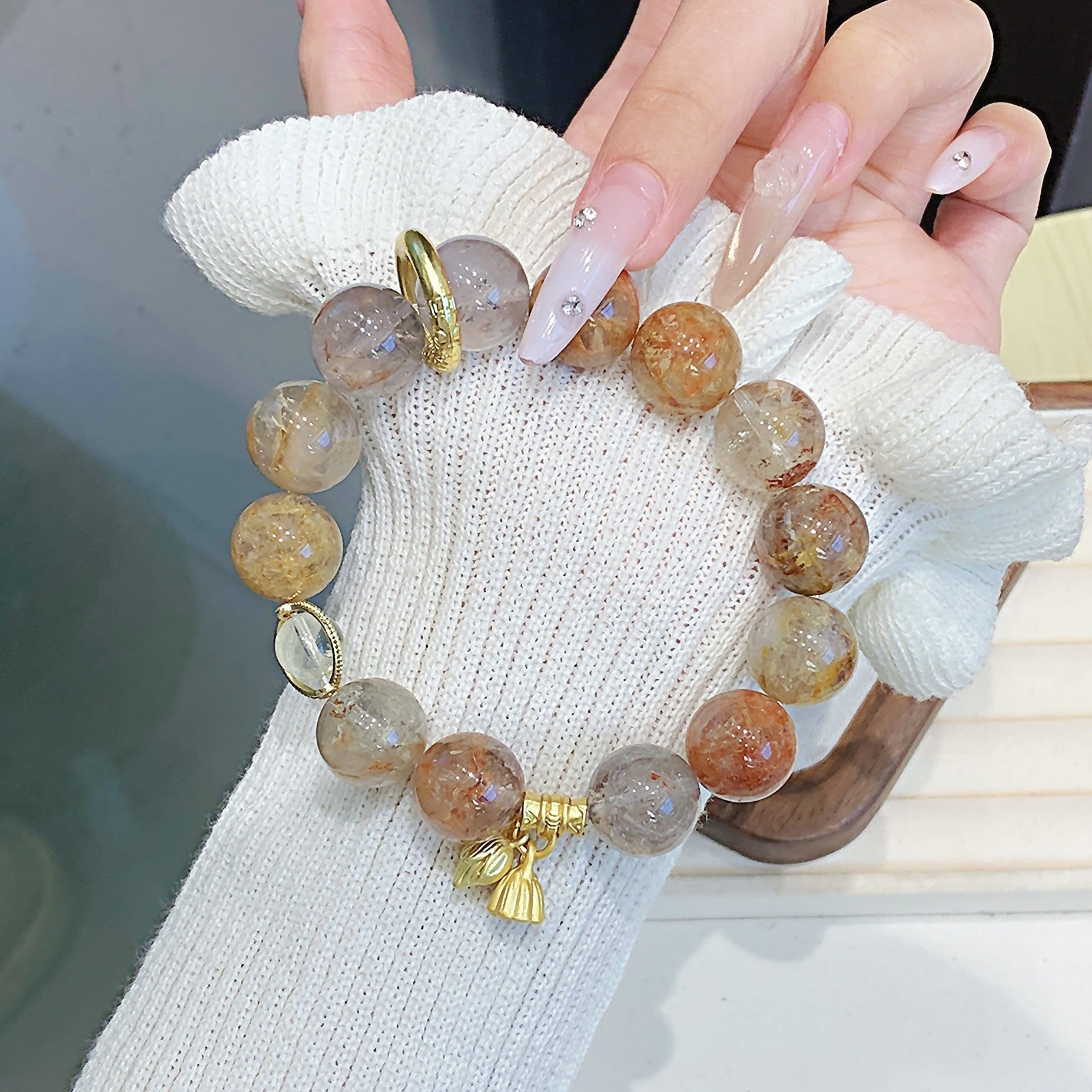 Natural Crystal Purple Ghost Bracelet Original Design Natural Crystal Hot-Selling Jewelry diy Ketang Jewelry Factory