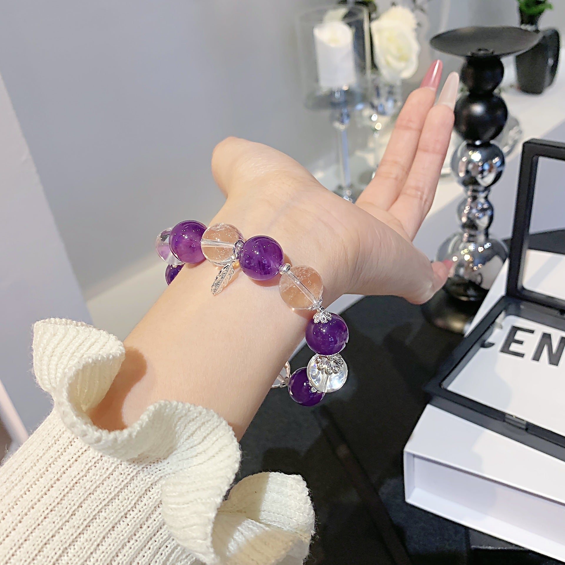 Natural lavender amethyst bracelet Best Friend's Popular Jewelry Gift Girls niche high-end crystal bracelets
